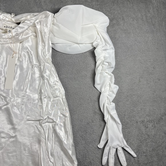 NWT For Love & Lemons Hazel White Satin Mini Dress With Gloves Size XS - Picture 5 of 12